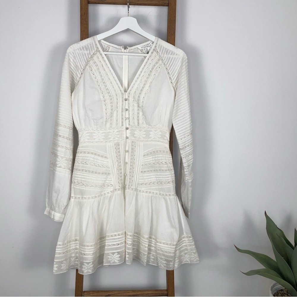VERONICA Beard Addilyn white crochet lace trimmed mini dress NWT 0